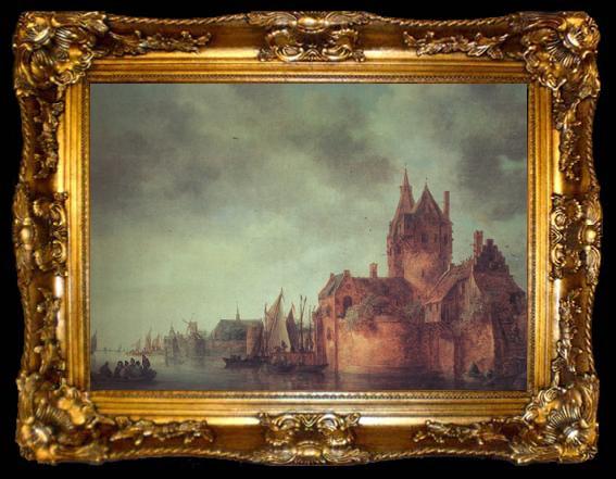 framed  Jan van  Goyen A Castle by a River with Shipping at a Quay (nn03), ta009-2